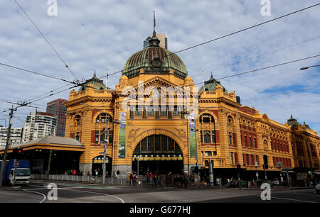 City Views - Melbourne. Flinders Street Station in Melbourne, Australia. Stock Photo