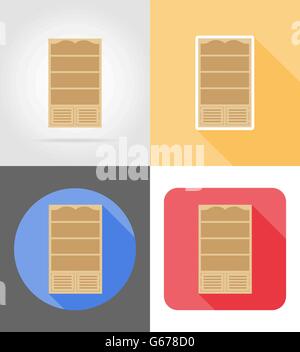 bookcase furniture set flat icons vector illustration isolated on white background Stock Vector