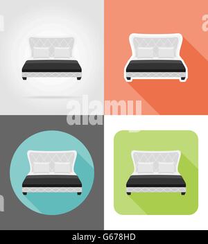 bed furniture set flat icons vector illustration isolated on white background Stock Vector