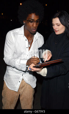 Simon Webbe from boy band Blue arrives at the Brits after-show party at the Sanderson Hotel, London. Stock Photo