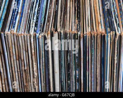 stack of vinyl records in envelopes Stock Photo