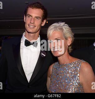 Tennis - 2013 Wimbledon Championships - Day Thirteen - Champions Ball - Intercontinental Hotel. Great Britain's Andy Murray with his mother Judy Murray during the Champions Ball at the Intercontinental Hotel, London. Stock Photo