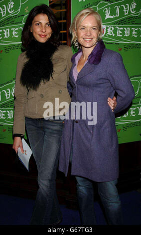 Actress Gina Bellman (left) and TV presenter Mariella Frostrup arriving for the premiere of the Britpop film documentary 'Live Forever' at the UGC Haymarket Cinema in London. Stock Photo