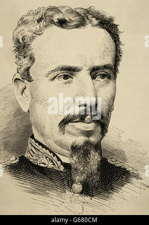 Arsenio Martinez Campos (1831-1900). Spanish military. Engraving by Paris in The Spanish and American Illustration, 1876. Stock Photo