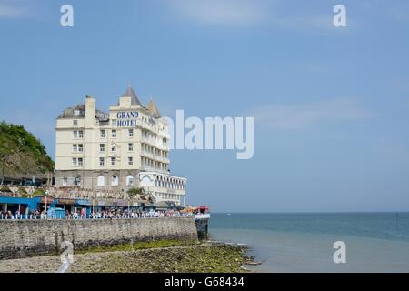 The beach at Llandudno and the Great Orme with the Grand Hotel, North ...