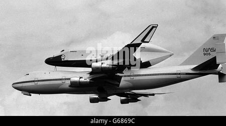 Space Shuttle Orbiter Enterprise on a 747 Stock Photo