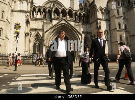 Barry George (left), who spent eight years in prison after being wrongly convicted of the murder of TV presenter Jill Dando, outside the Royal Courts of Justice, London, where he lost his legal battle for compensation as a victim of a ''miscarriage of justice' in the Court of Appeal. Stock Photo