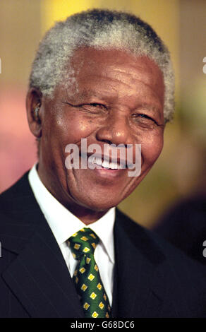 Nelson Mandela smiles Stock Photo