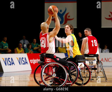 Wheelchair Basketball - VISA Paralympic World Cup 2007 - Manchester. Match action between Australia and Canada Stock Photo