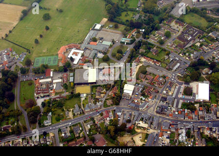 Soham Aerial. Aerial photograph of Soham and the Village College. Stock Photo