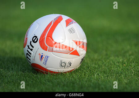 Soccer - Pre-Season Friendly - Chesterfield v Nottingham Forest - Proact Stadium. General view of a Football League mitre match ball Stock Photo