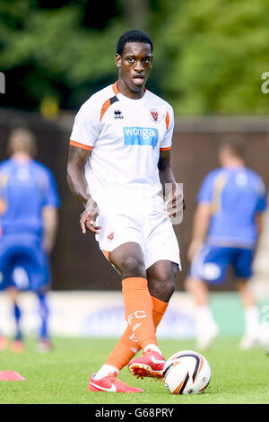 Soccer - Pre-Season Friendly - Bury v Blackpool - Gigg Lane Stadium. Isaiah Osbourne, Blackpool Stock Photo