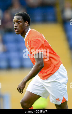 Soccer - Pre-Season Friendly - Bury v Blackpool - Gigg Lane Stadium. Isaiah Osbourne, Blackpool Stock Photo