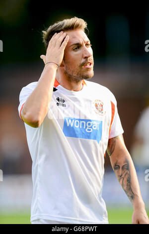 Soccer - Pre-Season Friendly - Bury v Blackpool - Gigg Lane Stadium. Angel Martinez, Blackpool Stock Photo