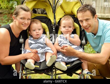 Separated twins mark first birthday Stock Photo