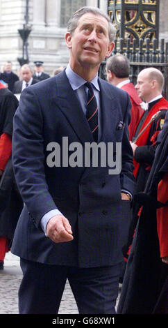 The Prince of Wales arrives at Westminster Abbey where with the Queen, the Duke of Edinburgh, politicians, senior diplomats and representatives from the World's faiths he attended a colourful service to celebrate Commonwealth Day. * The Abbey was alive with the sounds of drumming, Afropella singing and brass bands. Stock Photo