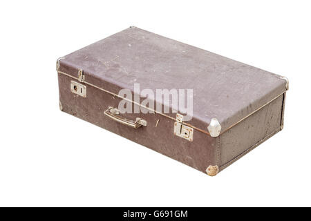 Old suitcase isolated on white Stock Photo