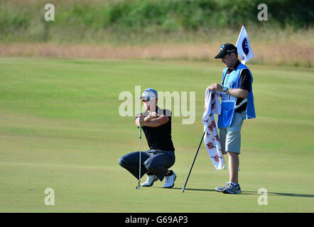 England's Danny Willett during practice day four for the 2013 Open Championship at Muirfield Golf Club, East Lothian. Stock Photo