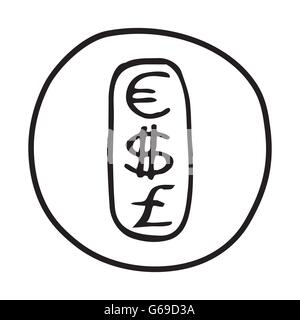 Doodle Currencies icon. Stock Vector