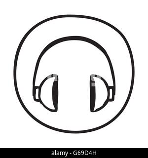 Doodle Headphones icon. Stock Vector