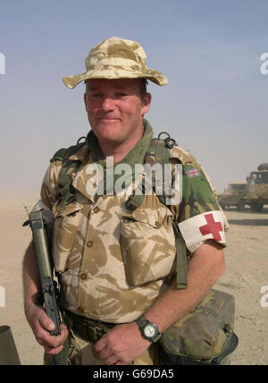 Sgt Rob Dewison, 38, from Sale, Manchester, of the 1 Close Support Medical Regiment in Camp Coyote, northern Kuwait. The 1991 Gulf War veteran told how he was affected by what he saw. * Sergeant Rob Dewison, 38, a combat medical technician, evacuated casualties from emergency mobile hospitals to permanent field hospitals during that conflict but said he was more upset by the suffering he saw among the Iraqi people. 'The war didn't bother me but when you saw the guys coming in as prisoners of war or refugee casualties, they were in a mess,' he said. Stock Photo