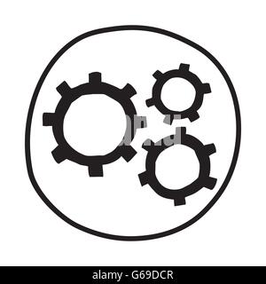 Doodle Gears icon. Stock Vector