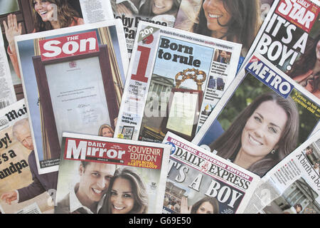 Britain's national newspapers reaction to the news of the birth of the Royal baby boy Stock Photo