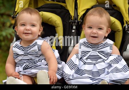 Separated twins mark first birthday Stock Photo