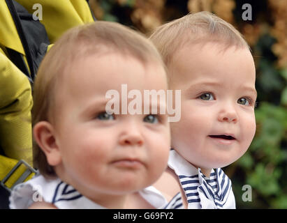 Separated twins mark first birthday Stock Photo