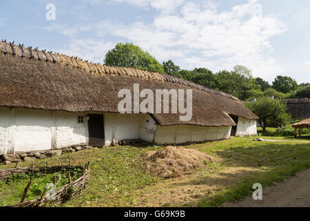 Lyngby, Denmark - June 23, 2016: An ancient danish farmhouse in Frilandsmuseet. Stock Photo