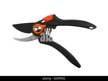 Black garden pruner, isolated on a white background Stock Photo