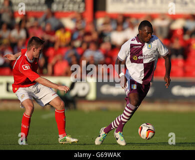 Crewe Alexandra's Oliver Turton and Aston Villa's Christian Benteke Stock Photo