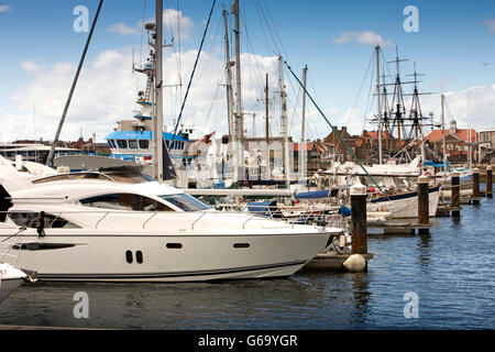 UK, County Durham, Hartlepool, Marina, luxury boats moored Stock Photo