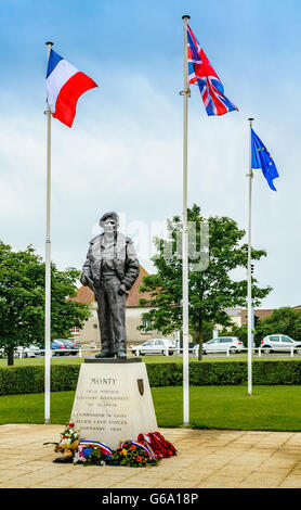 Colleville-Montgomery, Normandy, France - Statue of Field Marshall Bernard Law Montgomery known as ‘Monty’ to his soldiers Stock Photo