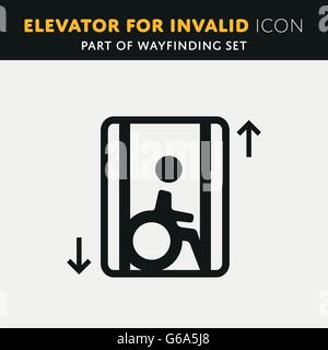 Disability man pictogram flat icon lift Stock Vector
