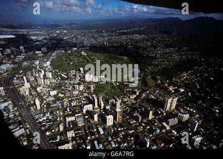 punchbowl honolulu 1990s aerial hawaii crater alamy cemetary pacific memorial national oahu cemetery center