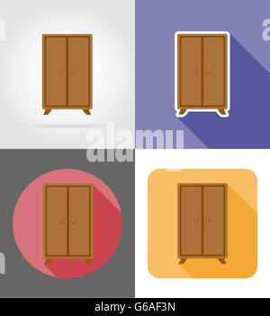 wardrobe furniture set flat icons vector illustration isolated on white background Stock Vector