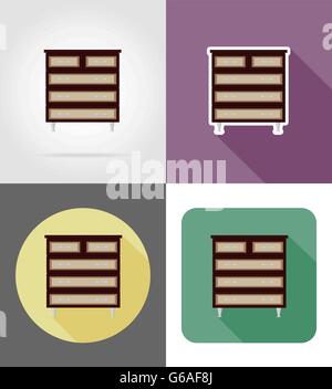 commode furniture set flat icons vector illustration isolated on white background Stock Vector