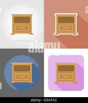 nightstand furniture set flat icons vector illustration isolated on white background Stock Vector