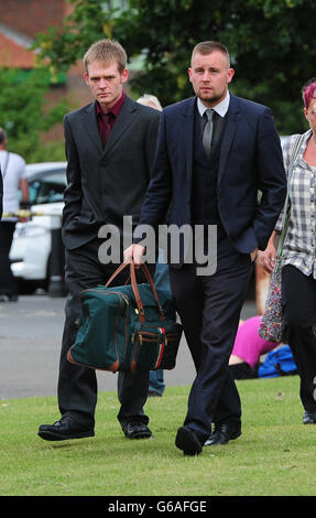 Luke Carey, 24 (left) arrives at York Crown Court where he will be sentenced today for supplying a Class A drug to a teenage girl who died after taking the substance.. Stock Photo