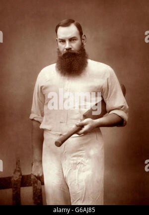W. G. Grace, (William Gilbert Grace: 1848-1915), an English amateur cricketer who was important in the development of the sport and is widely considered one of its greatest-ever players. Portrait by Herbert Rose Barraud, late 1880s. Stock Photo