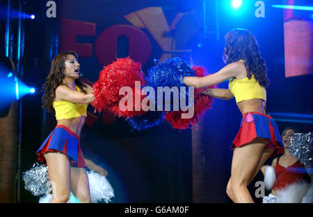 The Cheeky Girls performing at the Fox Kids Planet Live pop concert, held at the Ahoy in Rotterdam, Netherlands. Stock Photo