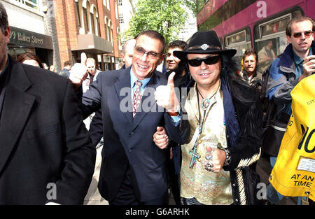 Film star Jean Claude Van Damme attends the unveiling ceremony of a Musical Heritage Blue Plaque at the site of the old Apple records building, London in honour of John Lennon. Stock Photo