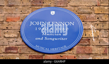 The Musical Heritage Blue Plaque at the site of the old Apple Records building, London, which was unveiled in honour of John Lennon. Stock Photo