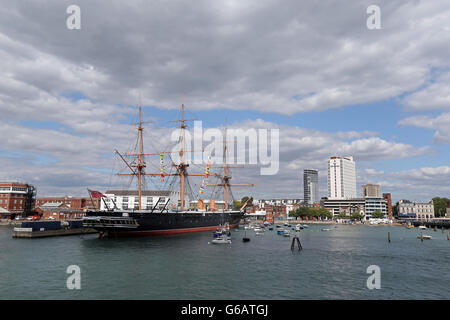 Portsmouth Habour Stock. A General view of HMS Warrior in Portsmouth Stock Photo