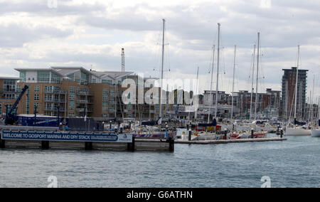 Portsmouth Habour Stock. A General view of Gosport marina near Portsmouth Stock Photo
