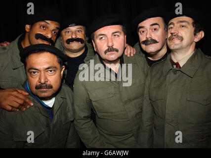 Saddam Hussein lookalike's line up for auditions for a part in a new, as yet, untitled play by Alistair Beaton at the Riverside Studios in Hammersmith. * The piece, which takes a look at the 'New World' order through the satirical eyes of Alistair Beaton, requires two or three lookalikes of the former Iraqi dictator Saddam Hussein. Stock Photo