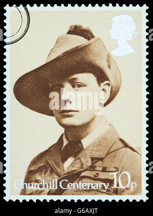 A Postage Stamp Of Winston Churchill Of Great Britain Stock Photo