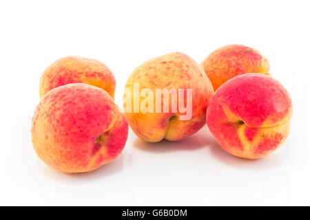 Ripe Fresh Apricots Isolated on White. Stock Photo