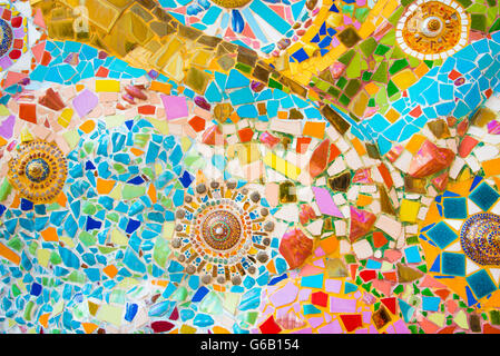 Ceramic Art and colorful mosaic tile wall. Stock Photo